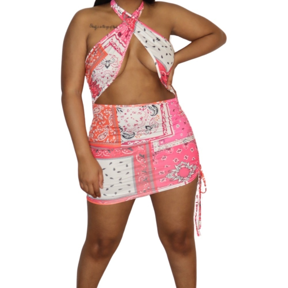 Pink Bandana Mini Dress - Picture 2 of 3